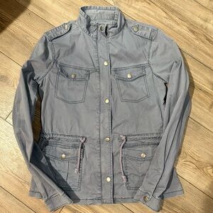 Mudd Women’s Small Gray Utility Jacket Military Style Snap Front